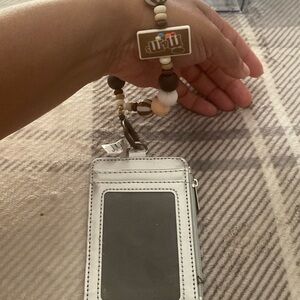 M&M beaded keychain/wristlet/purse/backpack 6 slot card holder